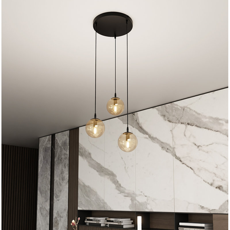 Cadesha 4 - Light Black Cluster Pendant, Amber