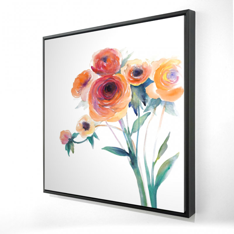 Aquarelle fleurs - toile encadrée 36 po x 36 po