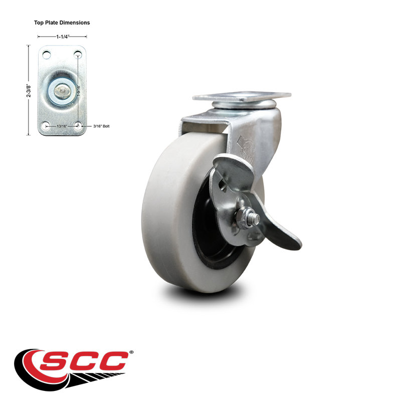 Thermoplastic Rubber Swivel Caster with Brake