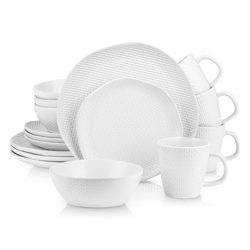 Stone Lain Abigail 16-Piece Dinnerware Set Stoneware, White