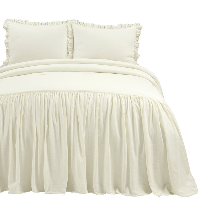  3 Piece Coverlet Set, King/Cal. King Coverlet + 3 Standard Shams, Ivory