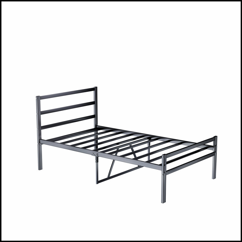 Base de lit plateforme robuste en métal avec tête de lit élégante, parfaite pour les solutions de chambre à coucher modernes et durables