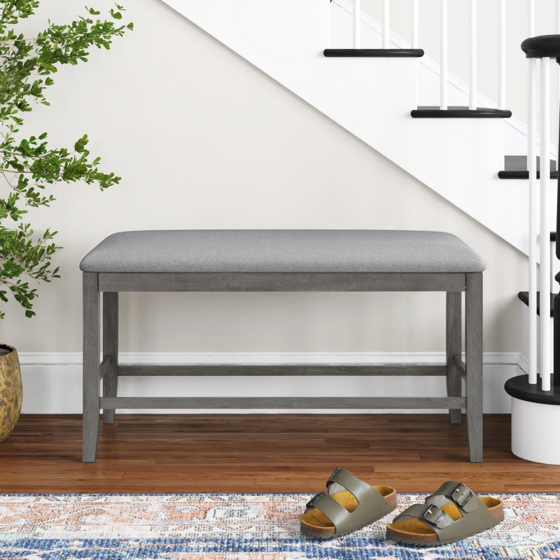 Barneveld Polyester Upholstered Bench, Gray
