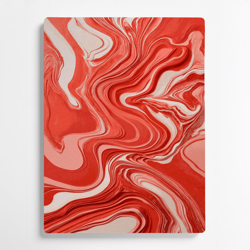 Abstrait fluide, art mural en métal rouge 64, H 16 po x l 20 po