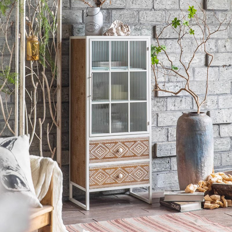 Walnut + White Manufactured Wood Display Cases