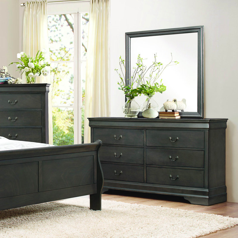 Waynesburg 6 Drawer 58.25" W Dresser, Black