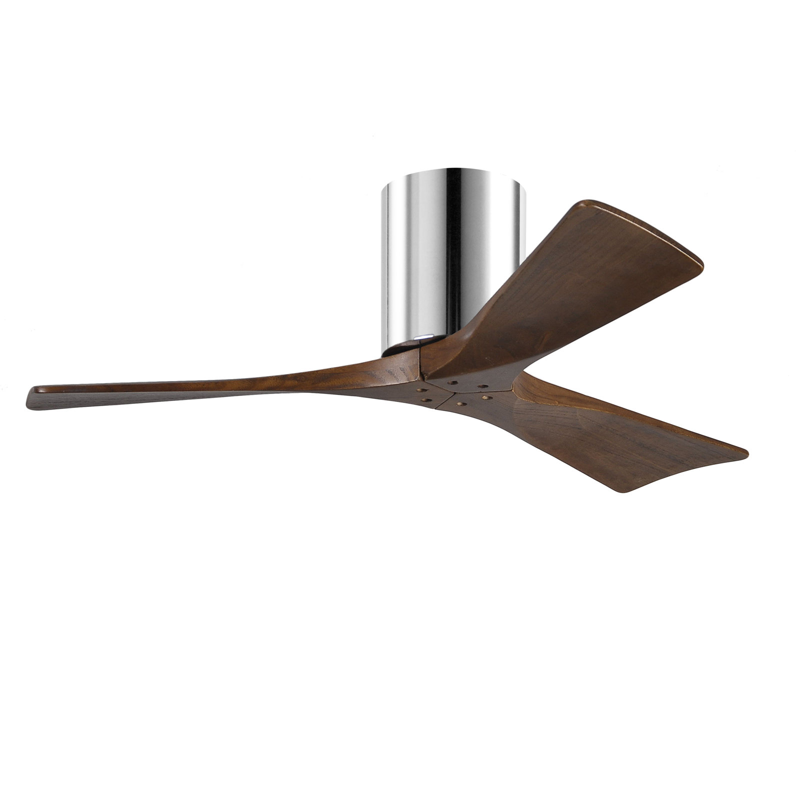 Olivier 3 Blade Ceiling Fan, Polished Chrome, Walnut Tone, 42"