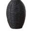 Lampe de table Lanny, base de vase en rotin noir tissé, lin beige-117054083