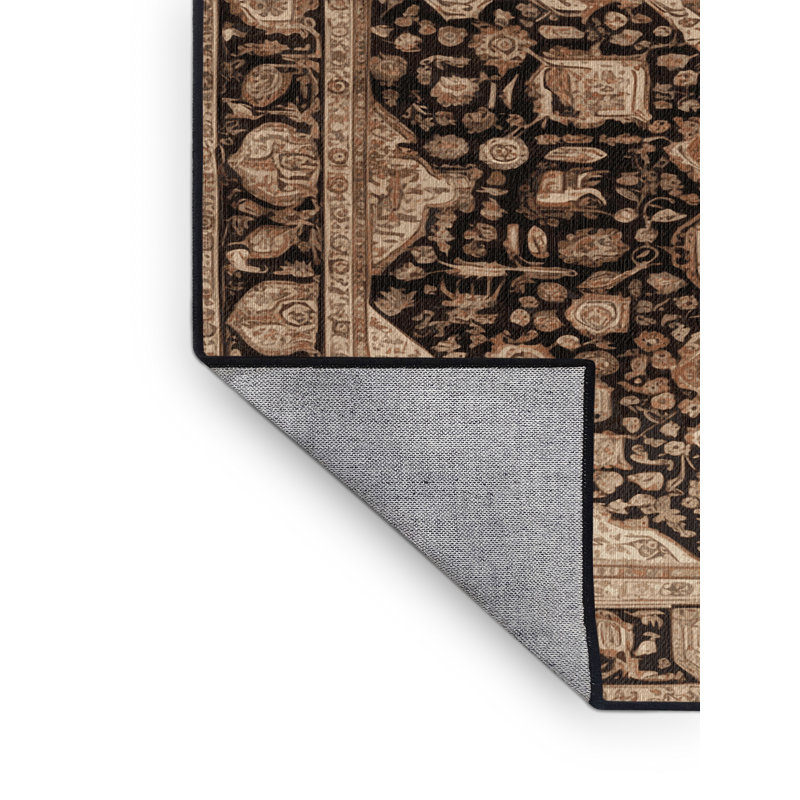 Tapis brun lavable à la machine, Rond 8 pi