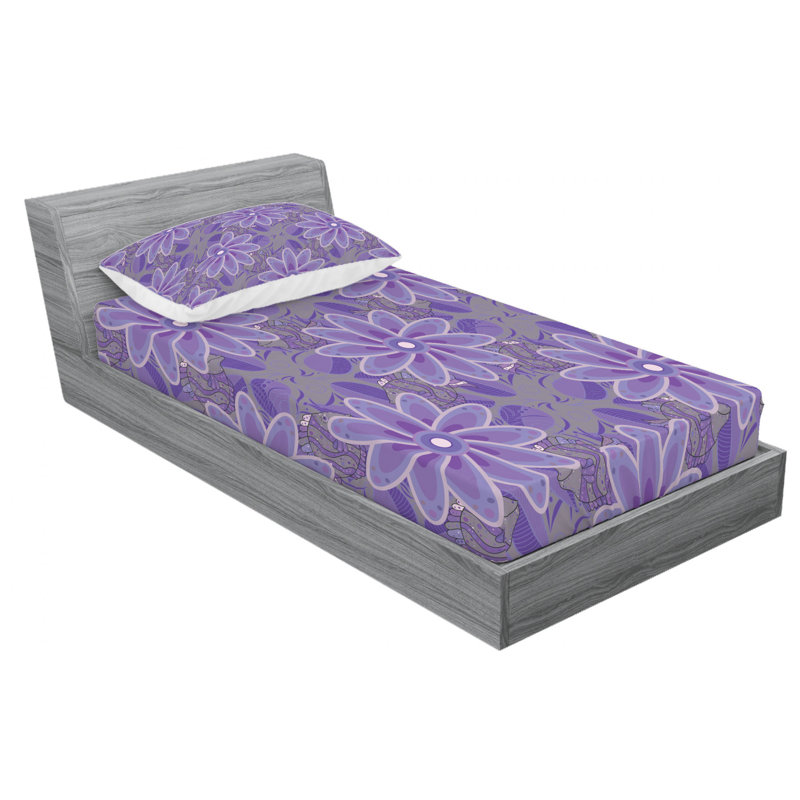 Mandala Microfiber Floral Sheet Set, Twin Sheet Set with Fitted Sheet