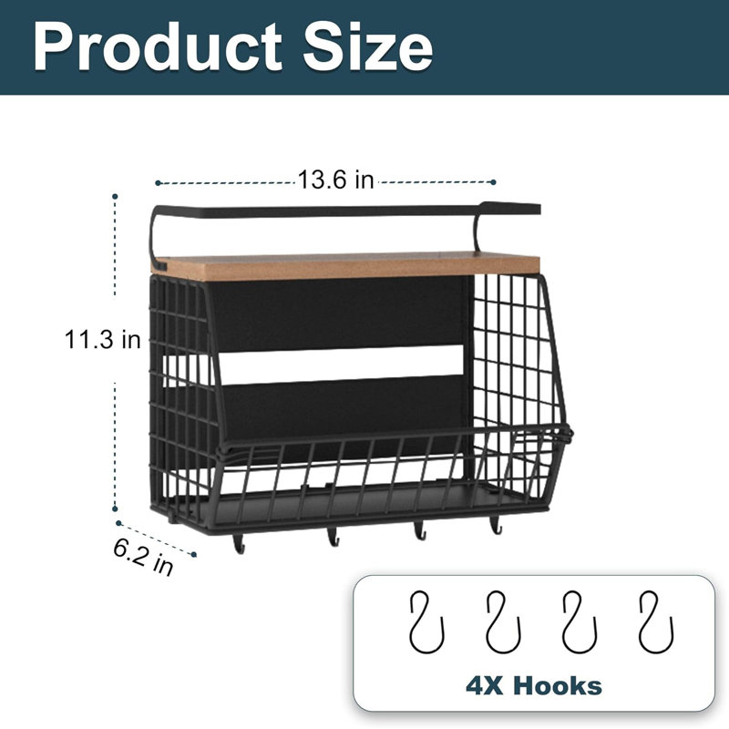 Magnetic Shelf For Fridge, Onion And Potato/Spice/Snacks/Fruit And Vegetable Storage And Organizer, Wire Basket For Pantry, Kitchen Countertop, RV And Laundry