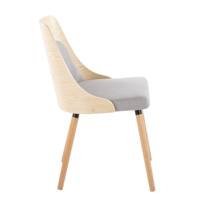 Chaise Anabelle Mid-Century moderne en bois naturel et tissu gris par Lumisource (ensemble de 2), Gris, Naturel