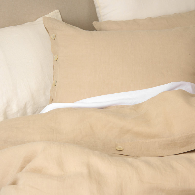 Modern & Contemporary Cotton Duvet Cover, Natural, Twin Duvet Cover + 1 Standard Sham