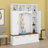 Farmhouse Hall Tree With Golden Hooks & Walnut Bench, Entryway Organizer With Adjustable Shelves, Shoe Storage-117530978
