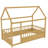Natural Twin Bed Frame With Roof And High Fence, Crafted From Pine, Stable , Safe For Frame, Pine Plywood,-467017239