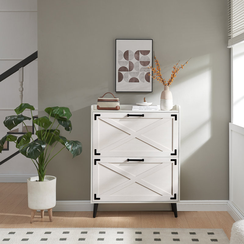 Armoire de rangement pour chaussures Chea avec tablettes réglables, Blanc, 2