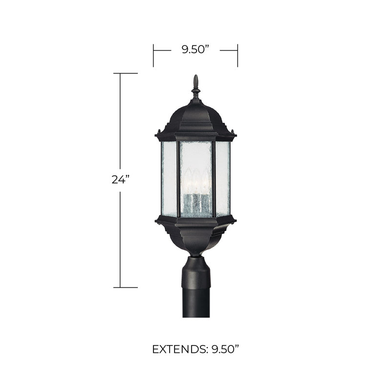 Tête de lanterne câblée à 1 lumière de 24 po Hearne, Noir
