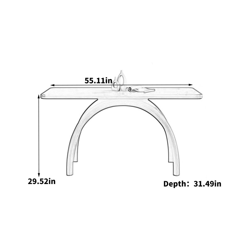 Nordic home rectangular dining table, 29.52"H x 55.11"L x 31.49"W