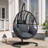 42 Extra Wide U-Base Hanging Egg Chair, 400lb Capacity Patio Swing with 8-Inch Cushion, Weatherproof PE Rattan & Waterproof Cover for Outdoor Garden, Balcony Use