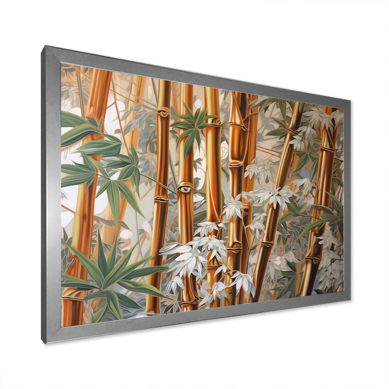 Bamboo Minimalm Beauty sur toile, Cadre simple argenté, H 24 po x l 32 po x P 1 po