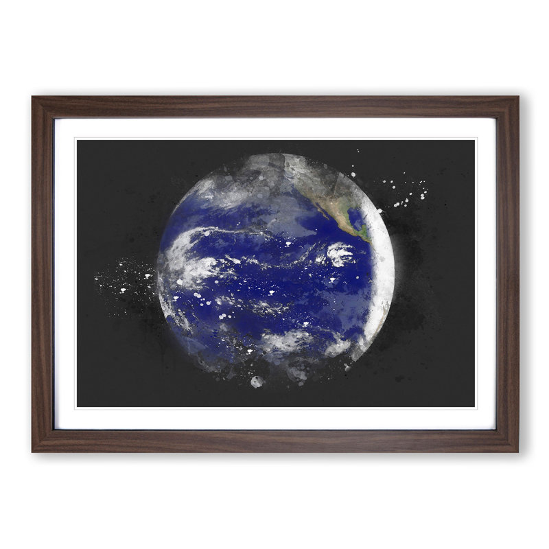 A Satellite Image of Earth - Picture Frame Graphic Art Print, 62cm H x 87cm W x 2cm D, Walnut Framed