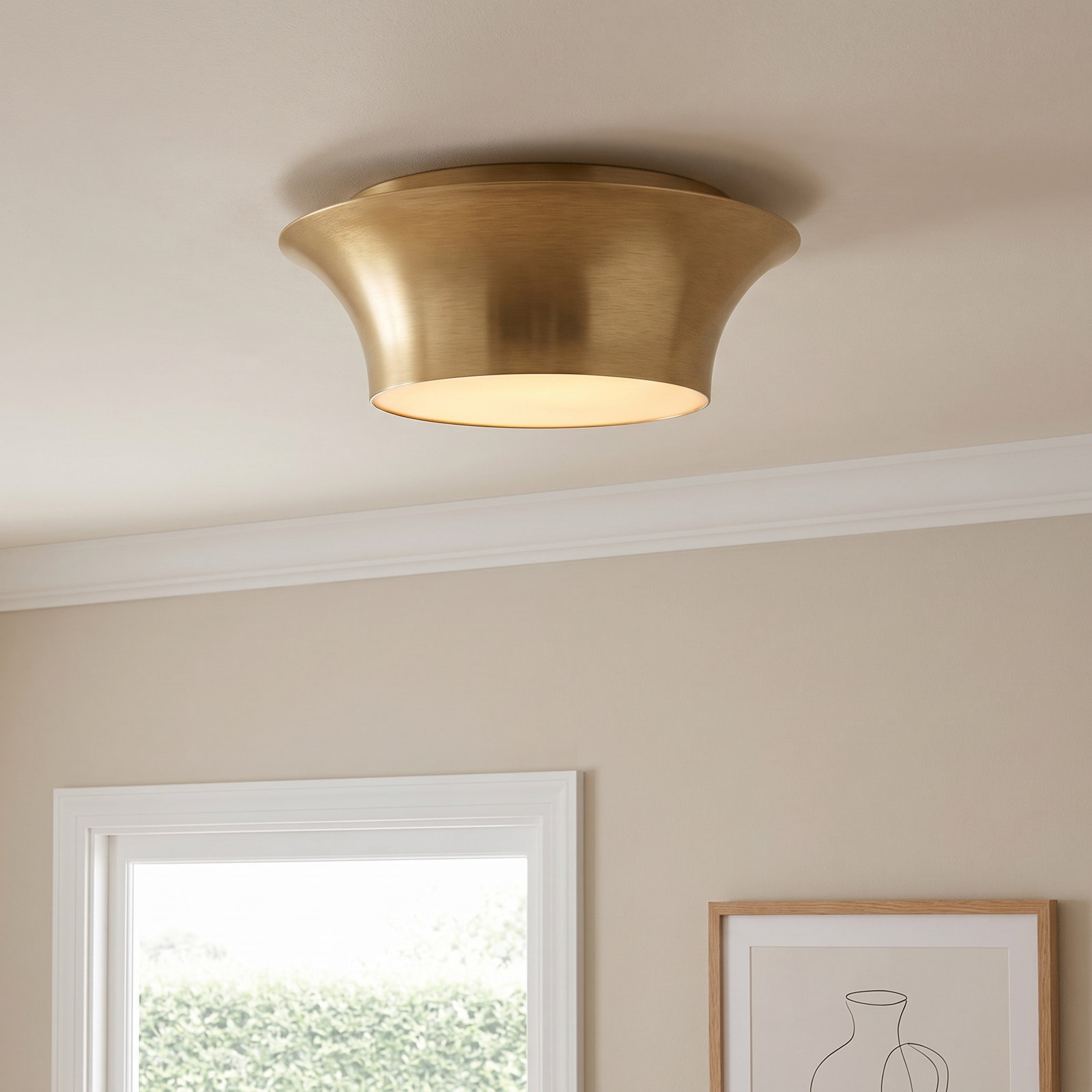 Alexia 2 Light Glass Flush Mount, Brushed Gold, 4.88" H x 13" W x 13" D