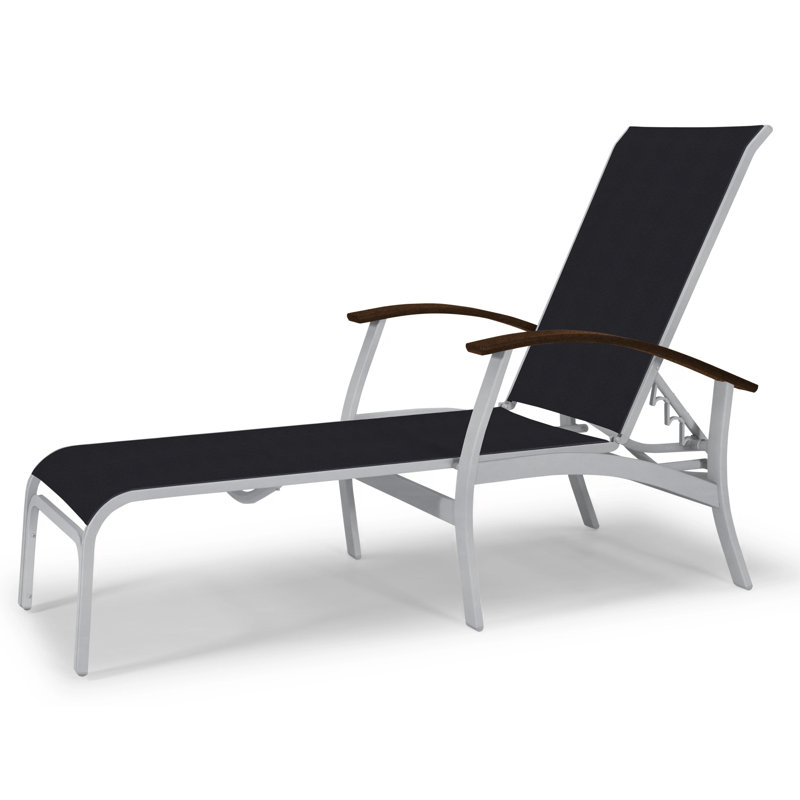 Askar Outdoor Rust-Resistant Metal Chaise Lounge, Textured Desert, Black 5D Sunbrella®, Kona P10