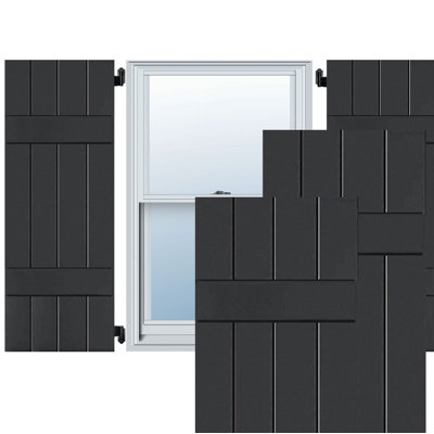 Exterior Four Board (2 Batten) Real Wood Pine Board-n-Batten Shutters (Per Pair)