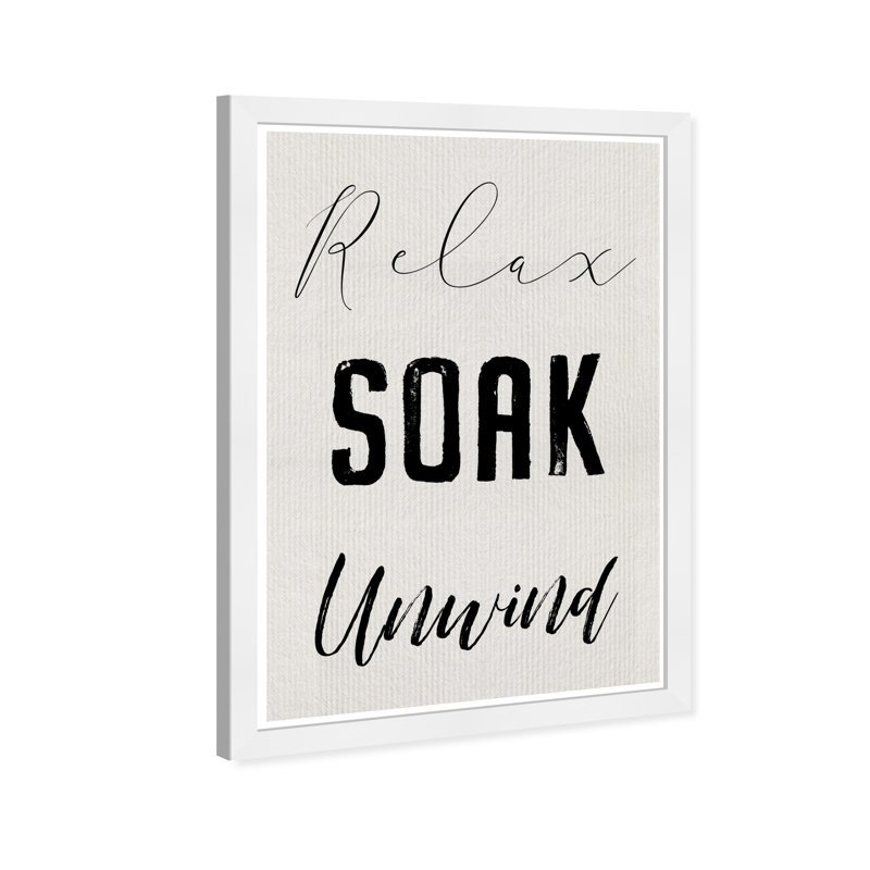 «Typographie and Quotes Relax and Unwind», impression sur papier blanc moderne
