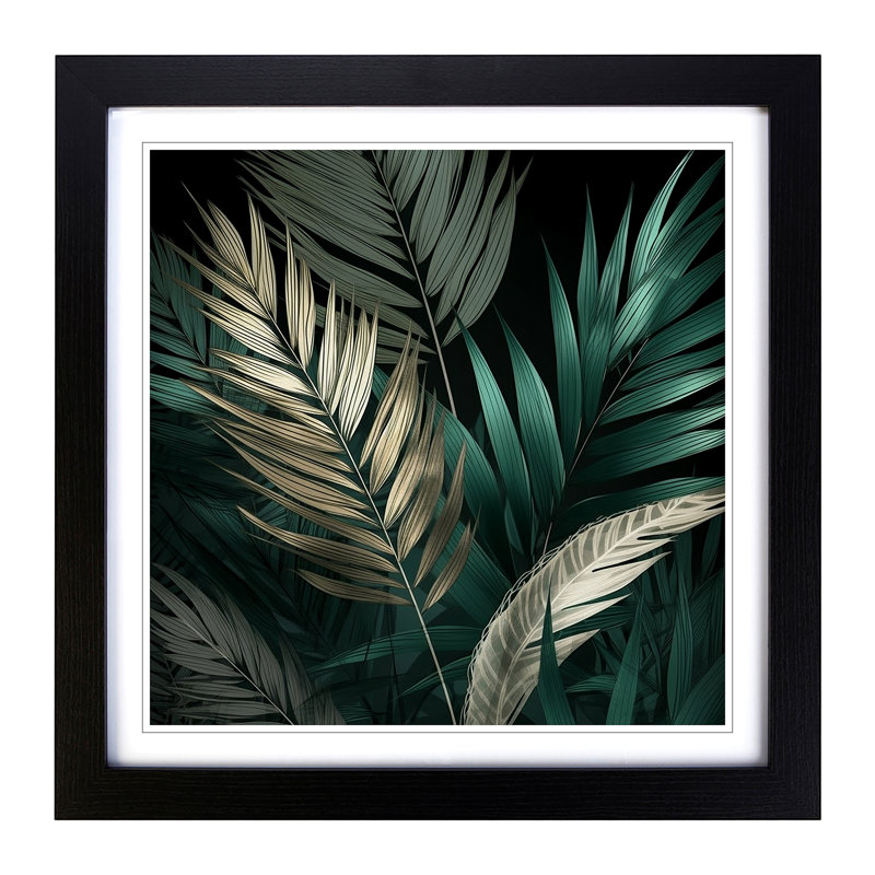 Palm Leaf - Framed Print, Black