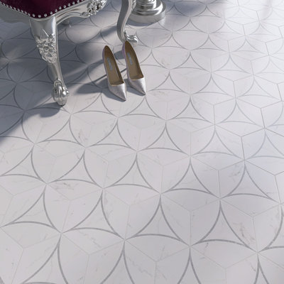 Statuario déco hexagonal 7,8 po X 8,98 po Carrelage mural et de plancher en porcelaine mat