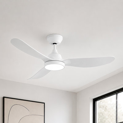 42" Mordern Ceiling Fan with Light & Remote, High-Airflow Reversible DC Motor, 3-Color Memory LED, White Ceiling Fan for Farmhouse Transitional Bedroom Small Rooms Home Offices