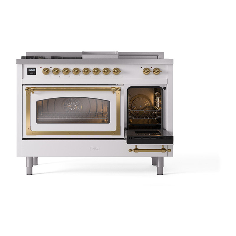 ILVE Nostalgie II Noblesse 48 inch Dual Fuel Range, Brass, Liquid Propane