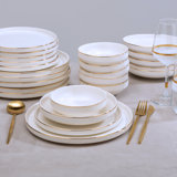 24 Piece Porcelain China Dinnerware Set - Service for 6
