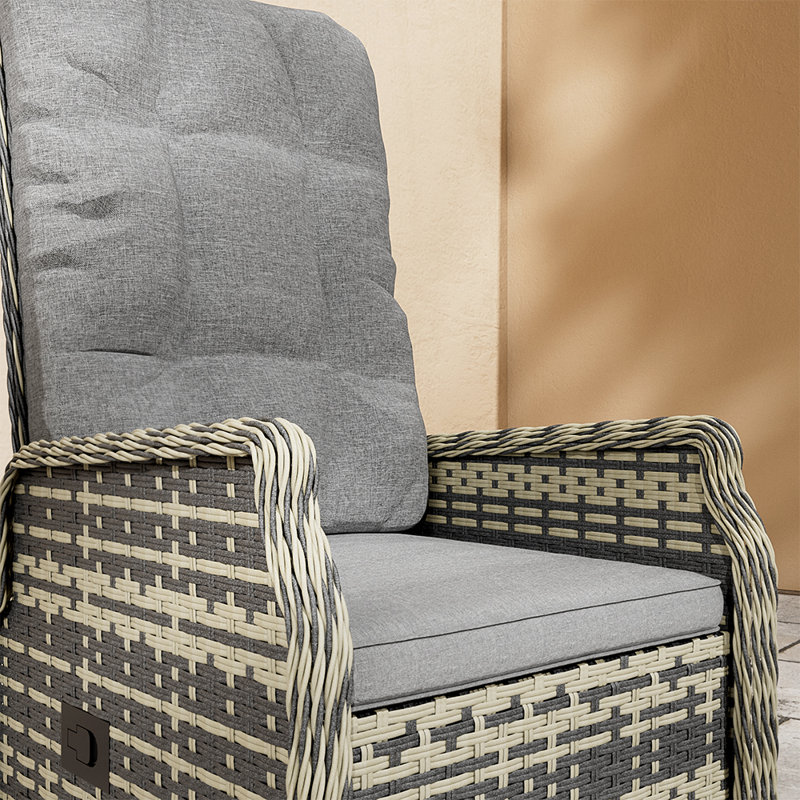 Outdoor Lounge Chair with Ottoman, Grey