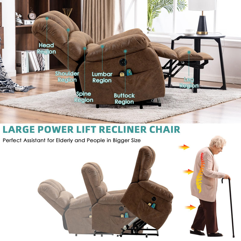 Fauteuil inclinable électrique Anastasie, Microfibre/microsuède brun