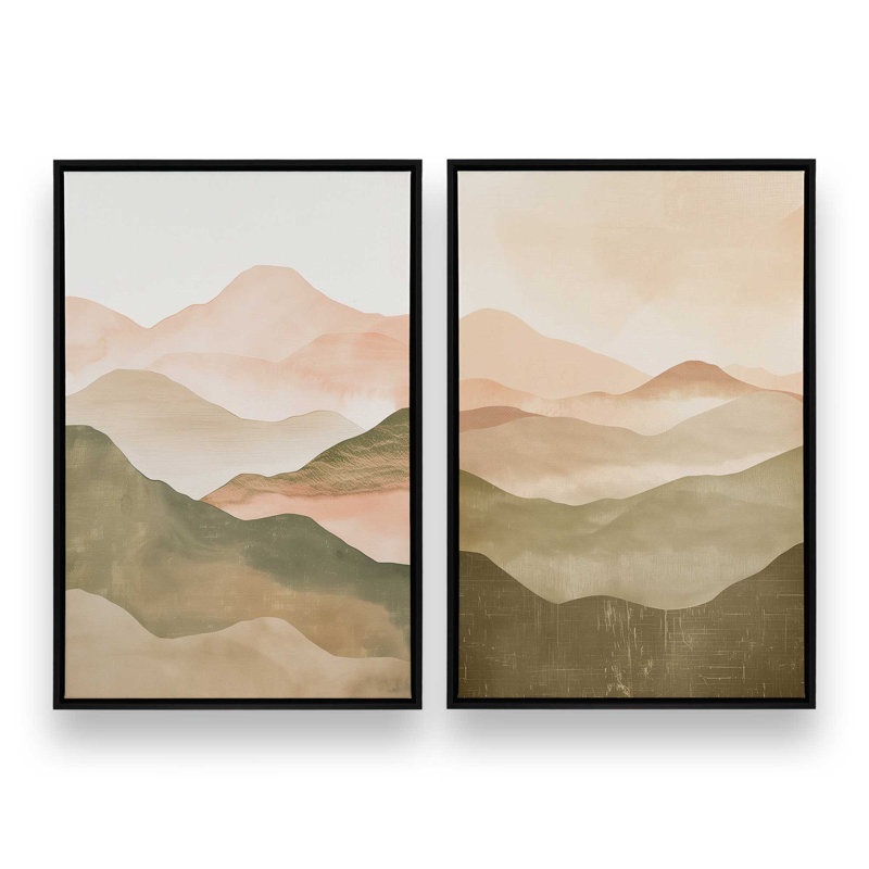 Sunset Jasper, ensemble de 2, Cadre flottant noir satiné, H 19 po x l 26 po