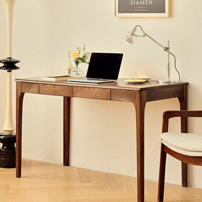 Walnut Rectangular Solid Wood with 2 drawers desk