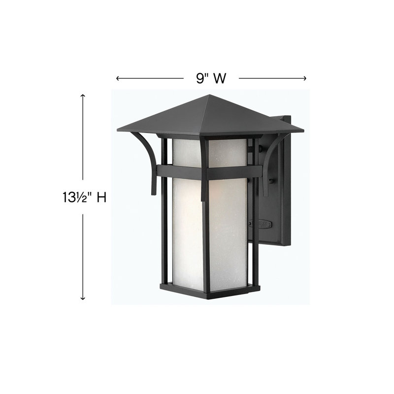 Harbor Outdoor Wall Lantern, Satin Black, 13.5" H x 9" W, MED