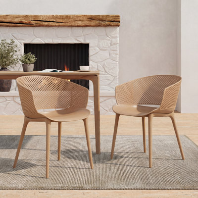 Chaise de salle à manger d'extérieur en plastique avec dossier perforé (table non incluse)