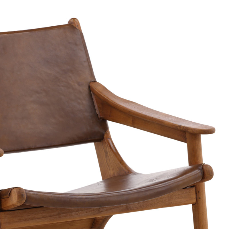 Fauteuil d'appoint en cuir Marceline, brun