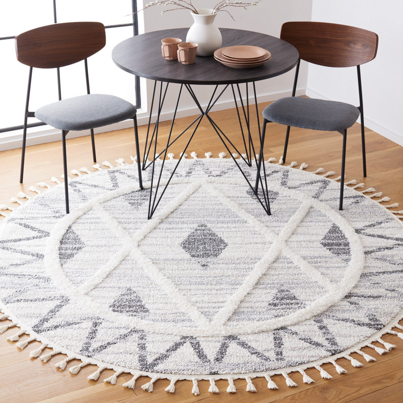 Tapis à poils longs Devondra, Rond 6 pi 7 po