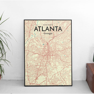 « atlanta city map », reproduction d’impression sur affiche en tricolore