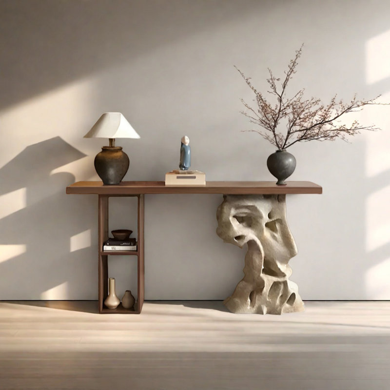 Retro Minimalist Art Console Table, 31.5" H x 53.15" W x 11.81" D