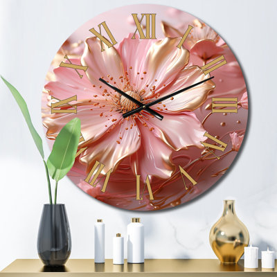 Horloge murale liquide en métal blanc et rose clair II