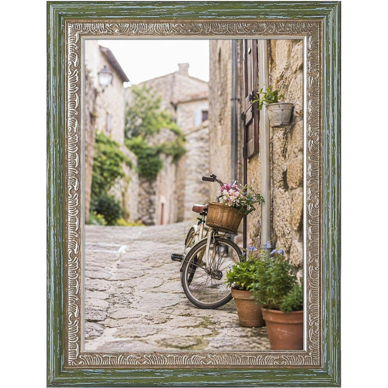 Cadre photo vert orné avec passe-partout pour affichage mural ou de table, Vert, 5" x 7", 4" x 6"