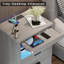 Nightstand with Wireless Charging Station and LED Lights,2 Drawers and Open Storage for Bedroom, Pull-Out Shelf, Modern End Side Table-1410971643