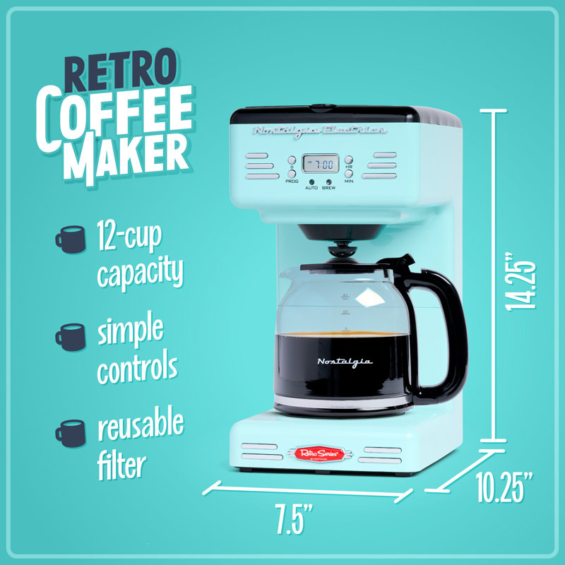 Cafetière rétro 12 tasses, Turquoise
