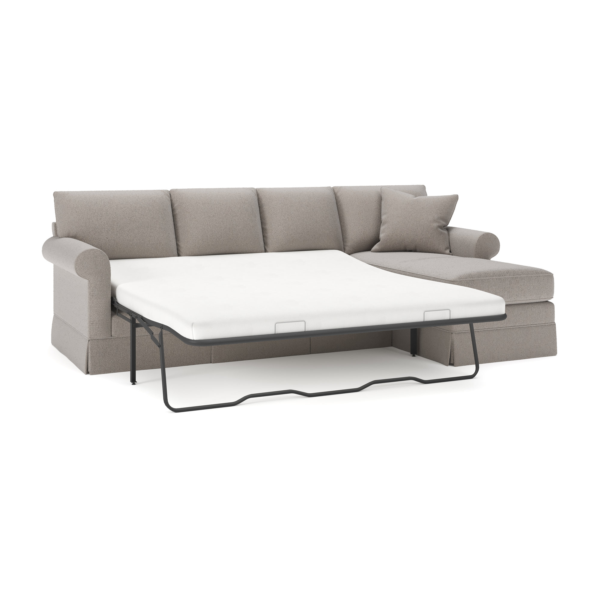 Friedman 2 - Piece Upholstered Sleeper Sectional, Right Hand Facing, Apollo Pebble Boucle