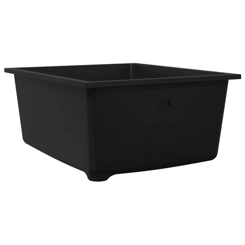 Kitchen Sink Granite, 20cm H  x 38cm W  x 44cm D, Black